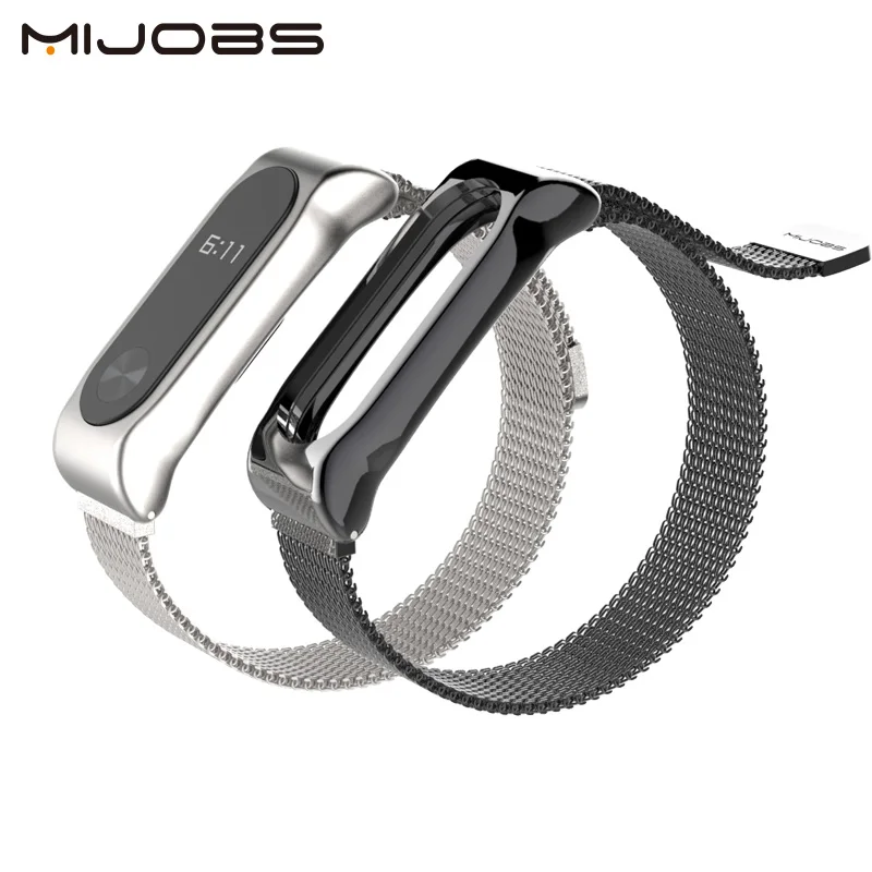 

Mijobs Magnetic watch Strap for mi band 2 strap replace smart watch band wholesale, Black/silver/rose gold