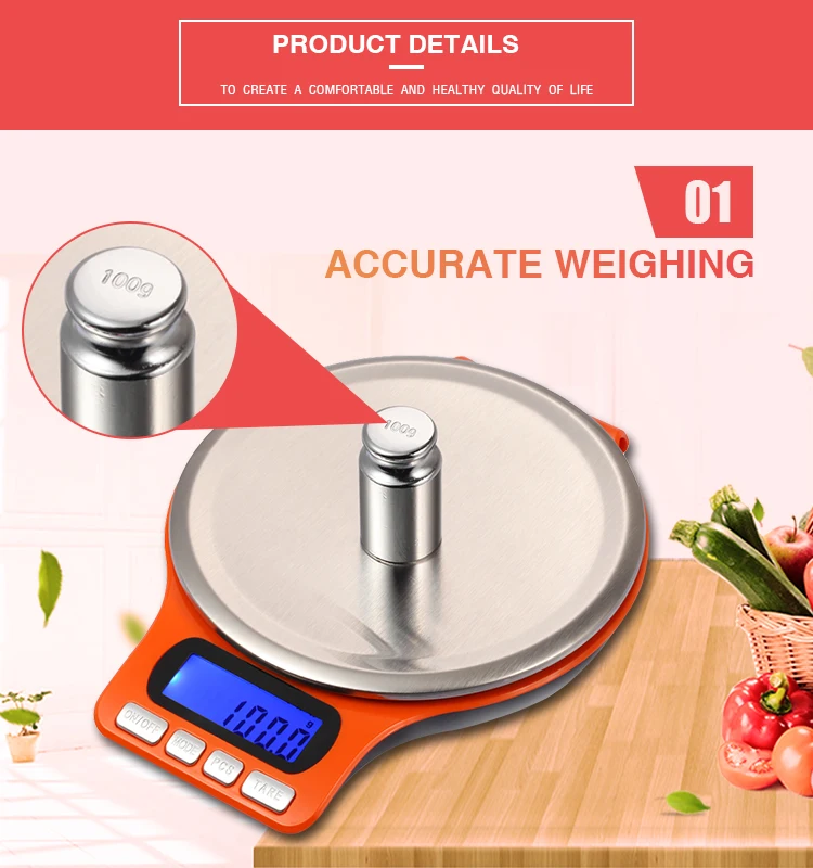 The Factory Patent Product Bright Color Stainless Steel Kitchen Help Scales 1000gx0.1g
