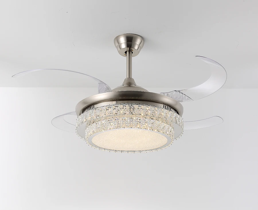 2018 New Design Good Quality Hidden Blades Ceiling Fan Lamp French