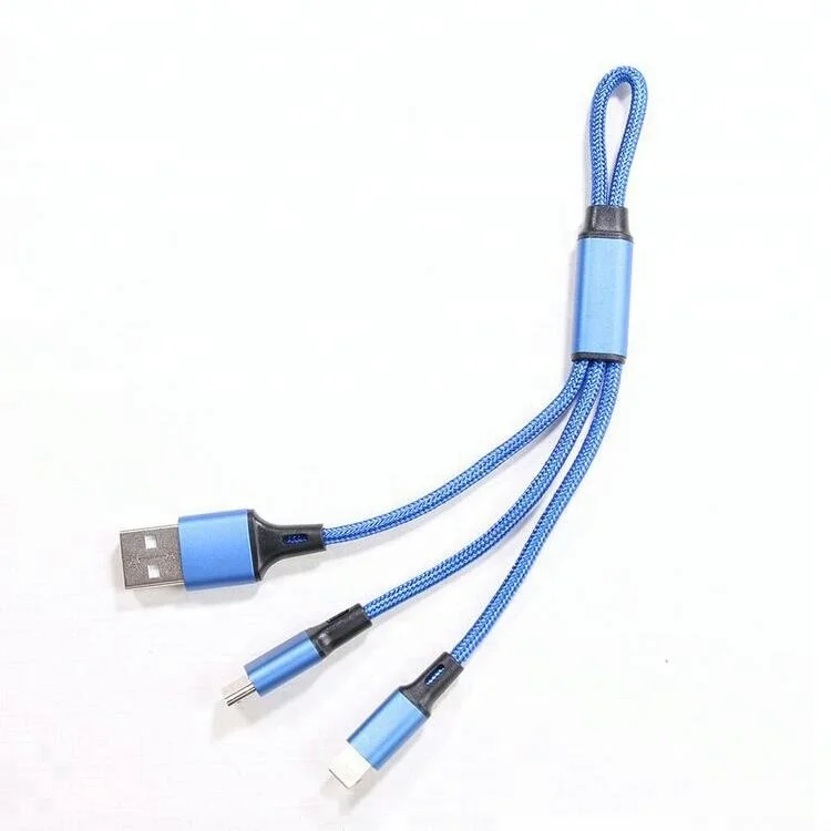 Multi Usb 2 in 1 Nylon Braided Computer Server Cable 17cm Usb 2.0 Charger Cable