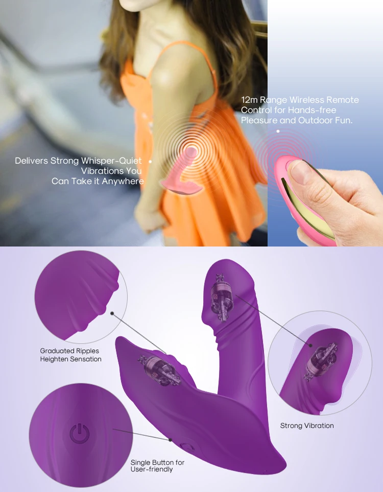 CE RoHS Certified thrusting wearble butterfly dildo vibrator adult sex toy manufacturer