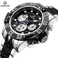 

GOLDENHOUR Top Brand Men Military Sport Watches Mens LED Analog Digital Watch Male Army Stainless Quartz Clock Relogio Masculino