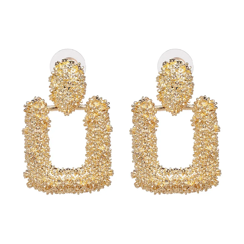 New Arrival Women Geometric Earring Style Personalized Gold Plated Rectangle Earring