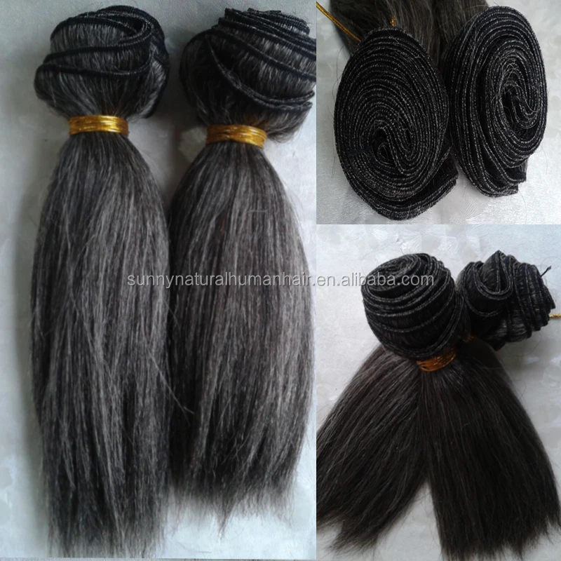 

alibaba mix grey hair silver color Brazilian hair extension grey human hair weaving extensions for old women, N/a