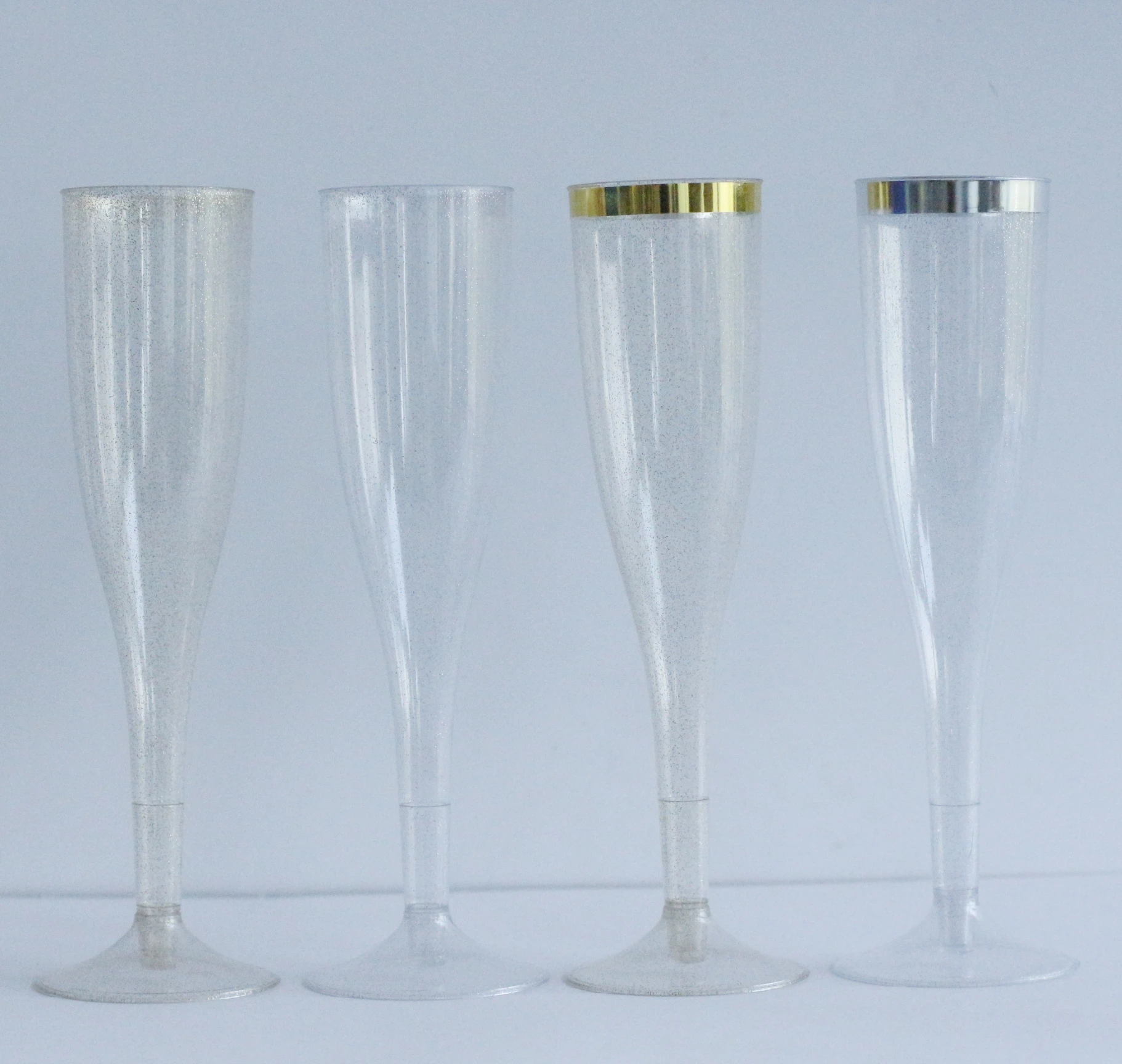 Disposable Gold Plastic Champagne Flute Of 6.5oz For Wedding/party