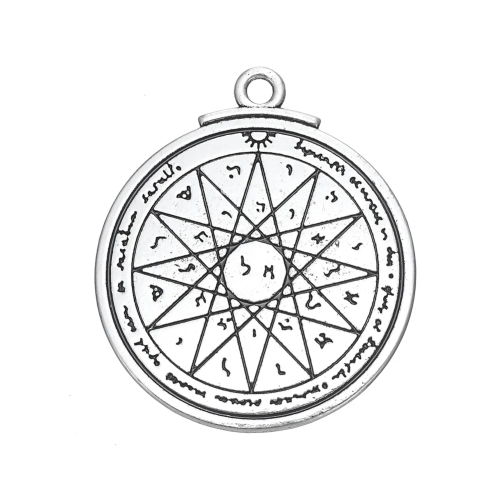 

trending wiccan charm talisman wisdom key of solomon metal pendant, Silver