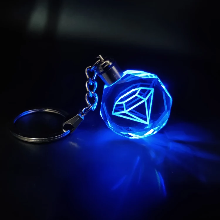 

cheap wholesale big size Diamond crystal keychains custom 3d laser engraving LED crystal keychain for Wedding souvenir gift