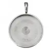 Stainless Steel 25mm pendant tray Pendant setting Flat Round original color 27x31x8mm Hole: 6x7mm 1317900