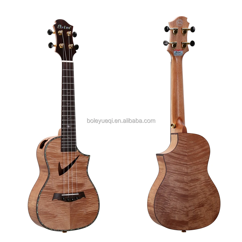 

Durable Wood Small Guitar 23 inch  Ukulele with Flame Okoume Matte Finish, Natural