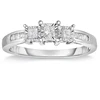 Princess Diamond Rhodium Plated Illusion Silver Ring Jewelry for Wedding