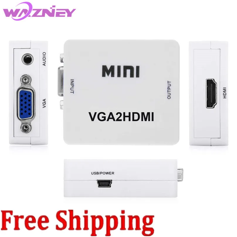 

Mini VGA to HDMI Converter Box 1080P VGA2HDMI Adapter For PC Laptop DVD to HDTV Proj