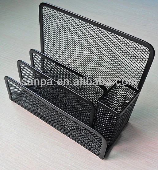 
Metal Mesh 4 tier divided paper and letter organizer,desktop holder/letter sorter with pen holder/office Metal stationery <span style=