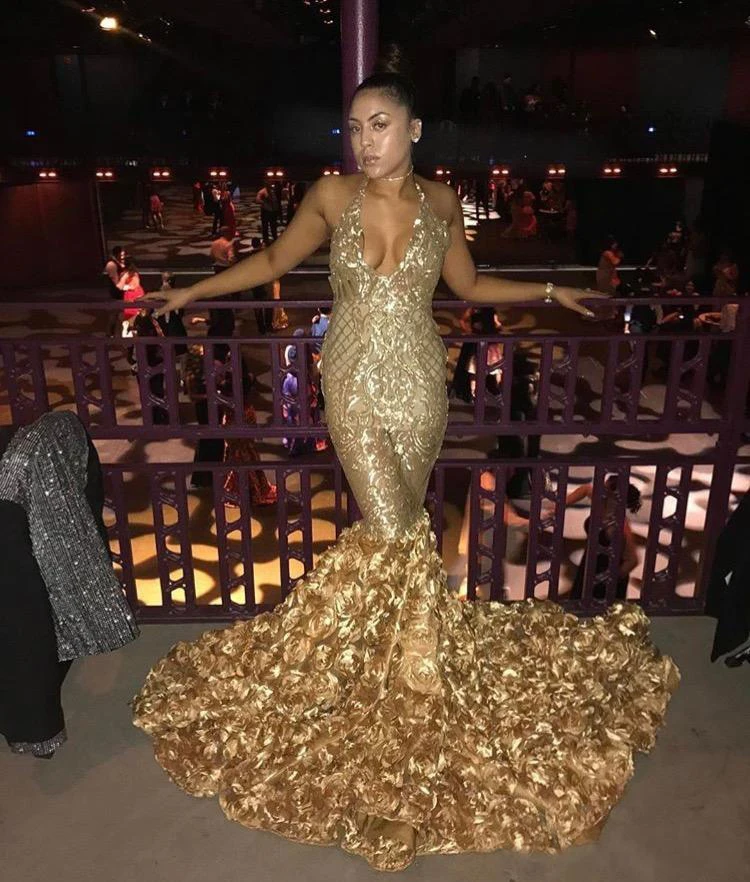 gold african prom dress