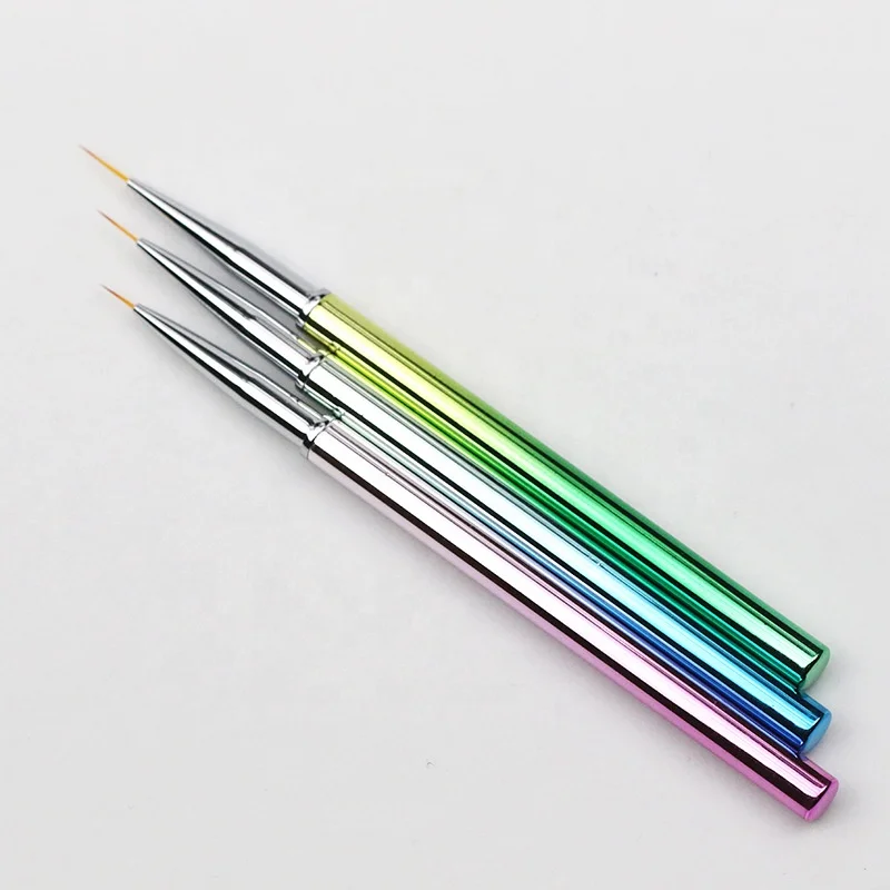 

Wholesale Rainbow Laser Handle Nail Art DIY Tool 3pcs Set Nylon Hair Artist Detail Paint Brush