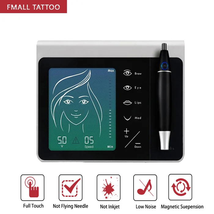 

2018 New Permanent makeup machine magnetic suspension digital pen PMU tattoo kits low noise 3D eyebrow tattoo machine, Black&silver