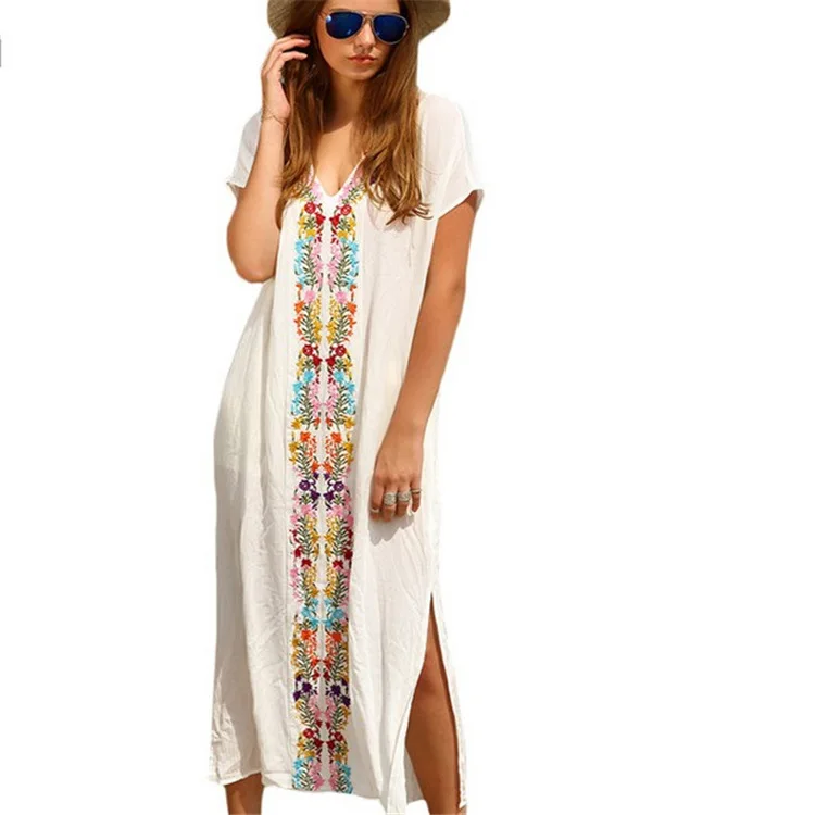 

2018 Hot Sale Beach Dress Holiday Blouse Turkish Robes Design One Pieces Women Casual Dresses, Whirte