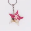 2018 new ocean shell element five star shape cute key chain real starfish floating key chain