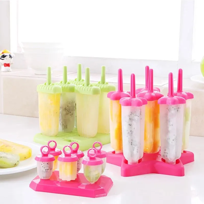 Plastic 4pcs Icecream Popsicle Maker Ice Lolly Mould Diy - Buy Ice ...