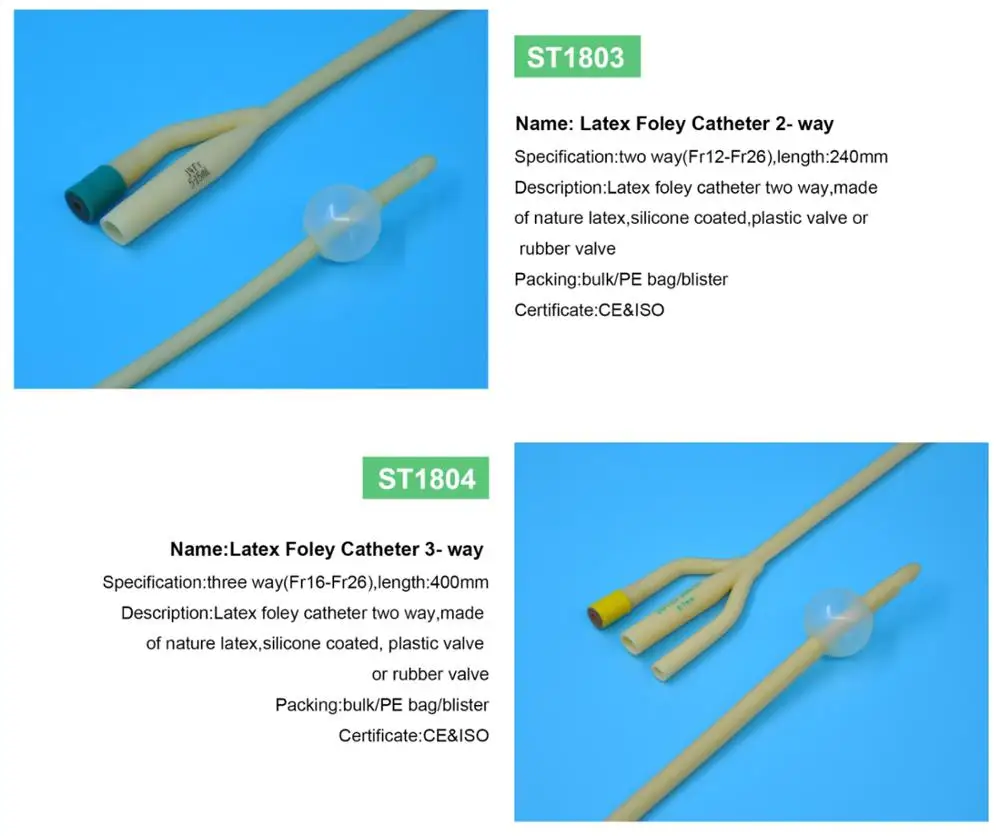Disposable Medical Silicone Coated Three Way Latex Foley Catheters ...