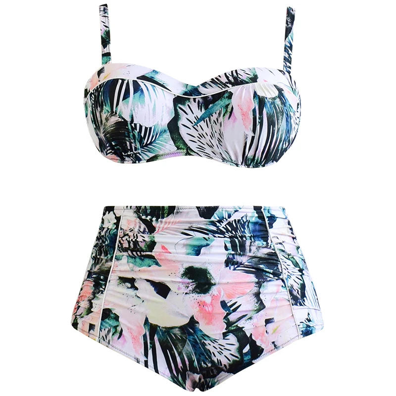 

Large size print sling high waist bikini, Picture