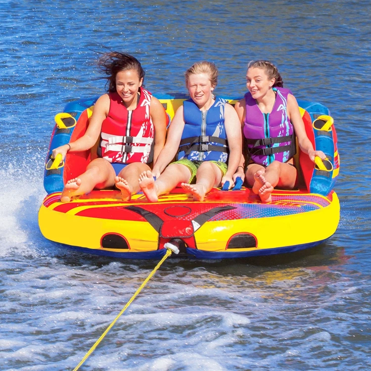 3 Person Heavy-duty PVC & Imported Nylon Inflatable Towable Tube Boat for Water Sports Entertainment