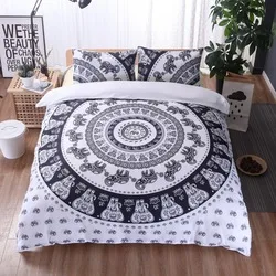 Reactive Print Patchwork Duvet Cover With Zips For Bedsheet Bed