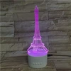 Eiffel tower speaker 3d night light 5 colors changing press button rechargeable 3d speaker lamp home decor music playing 3d lamp