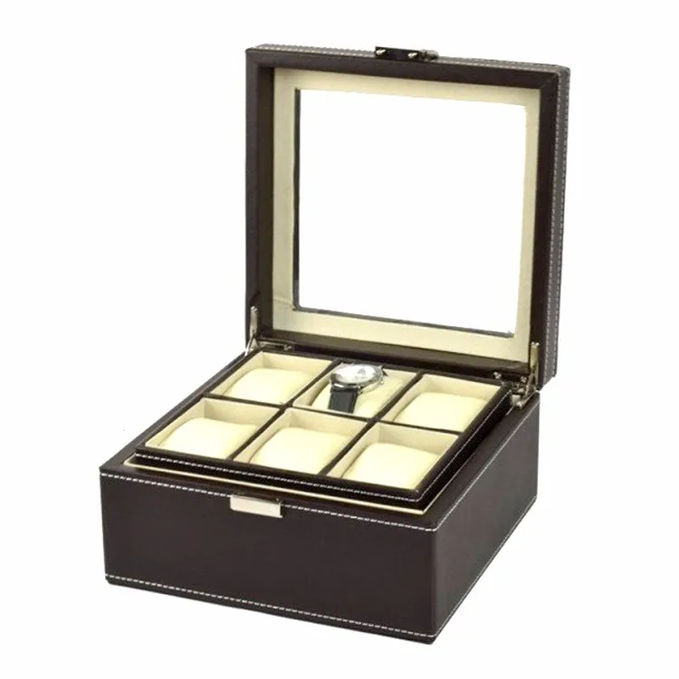 Luxury Wooden 6 Slots Empty Watch Gift Boxes With Window Lid Buy