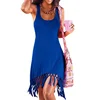 Summer Simple Fashion Tassels Sexy Plain Plus Size Lady Women Bodycon Tank Top Dress