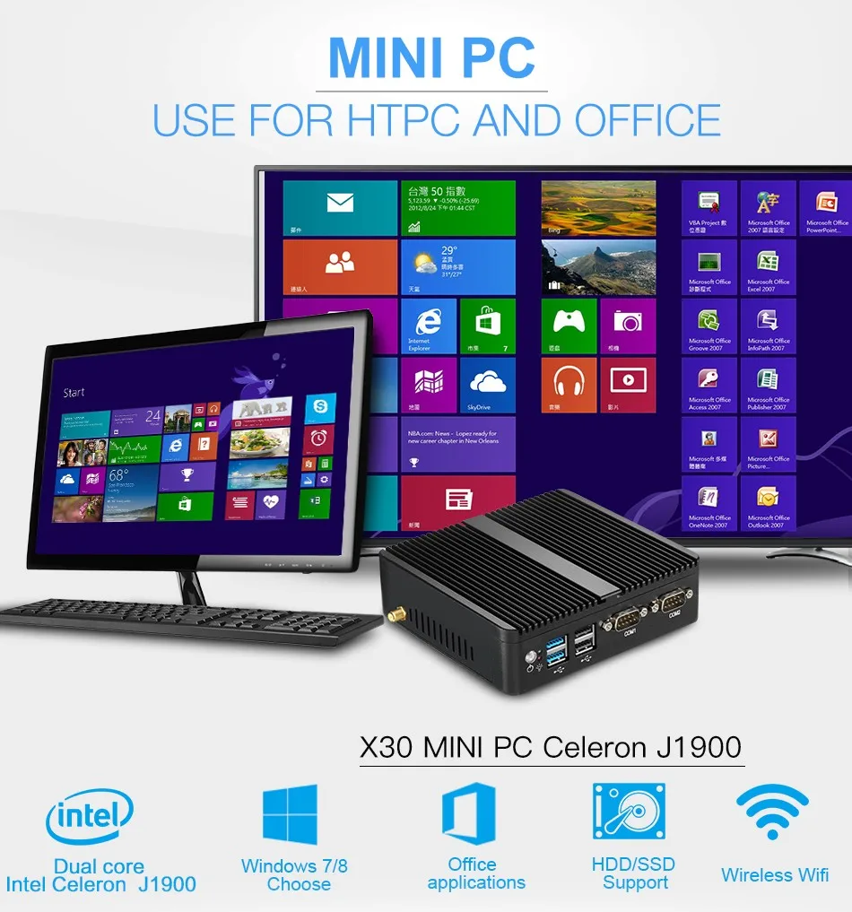 1*mini pc 1*power adapter (correct power plug shipped based on buyer's country) 2*wifi antannas free gift except no ram no ssd(random ship 150M/300M wifi ...