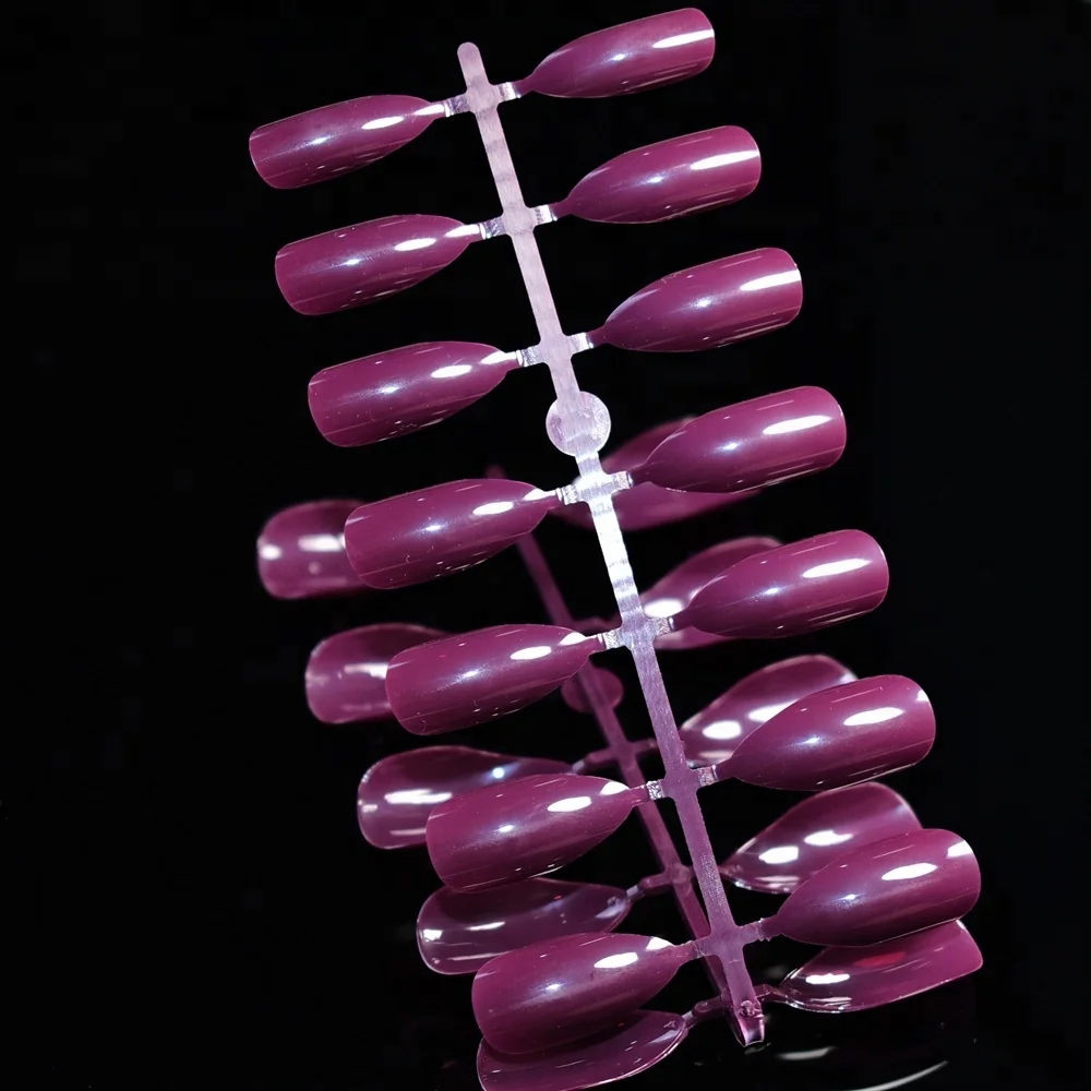 

Shiny Dark Purple Acrylic Stiletto Nail Tips Point  Candy False Nails for Lady Daily Wear Manicure Tool 83P