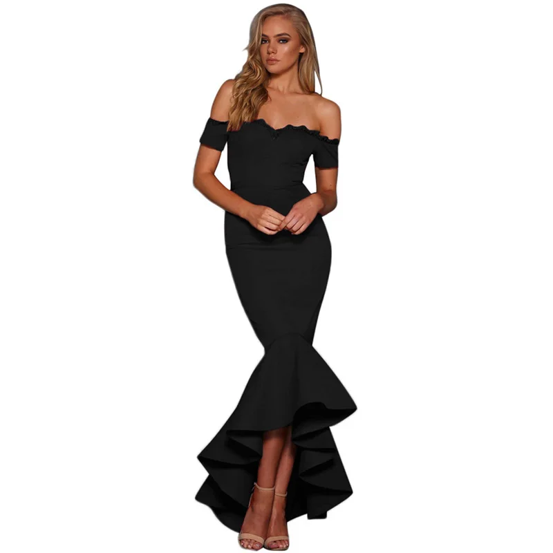 

Hot selling Woman Trim sexy Off Shoulder Mermaid Party long Dress