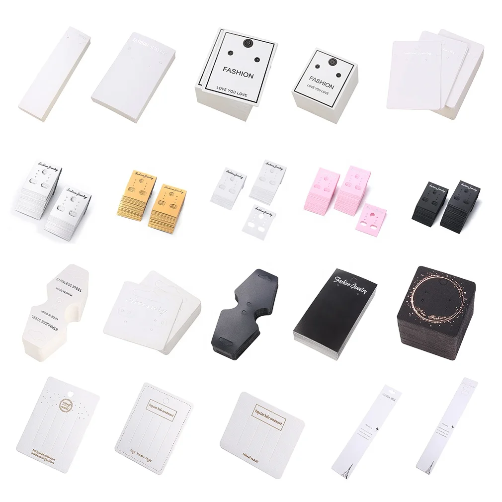 

Wholesale Earring Cards Personality simple Plastic Pink/black/gold/silver Display Ear Stud Hang Holder Jewelry display tagboard, Customized color