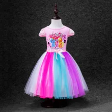 2016 new Girls Princess Dress for Kids little pony/Elsa/Anna girls Short Sleeve Cotton Tutu Dresses For Girl Christmas Costume