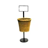 BDD-BAF63 retail metal bakery stands 1 tier 1 oval willow basket display rack for baguettes floor bread display rack