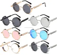 

Vintage Polarized Steampunk Sunglasses Mens Brand Design Round Sun glasses KU689