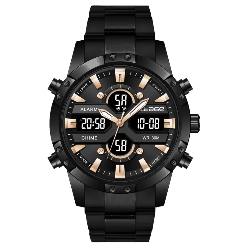

OTAGE Men Watch LCD Digital 3ATM Waterproof Stainless Steel Band Japan Movement Watches, Orange;pink;black and other