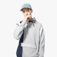 

Men Street Wear Custom Printed color block drawstring pullover