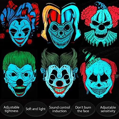 Factory direct custom shapes halloween led mask party el mask For Halloween, Blacklight Run,Advertisement,DJ,Club,Christmas
