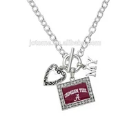 

Fashion Licensed My Team Silver Alabama Crimson Tide Necklace Rhinestone Pendant