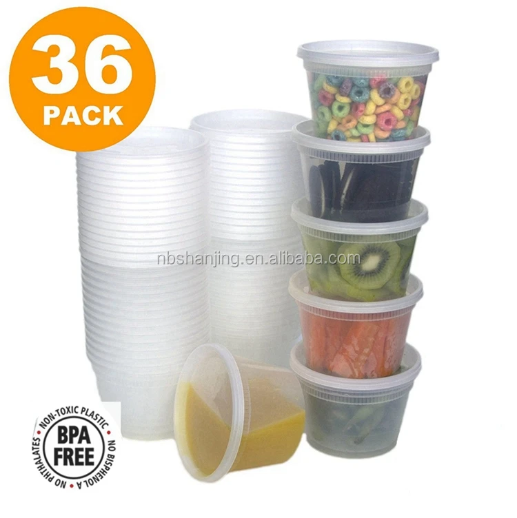 8oz 16oz 32oz Plastic Deli Food Storage Soup Containers With Airtight