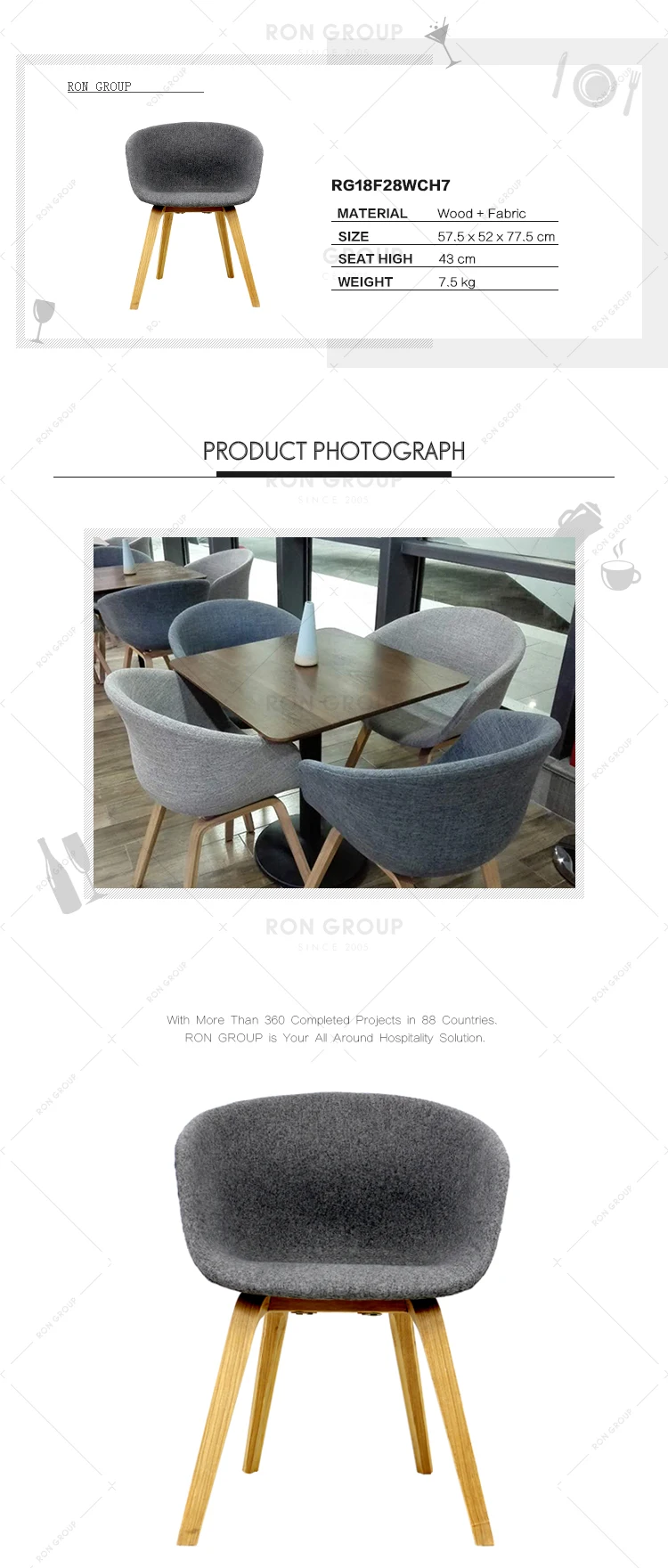 Factory custom comfortable modern arm chairs for restaurant
