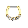 Body Piercing Gold Black Titanium Plated Brass Rhinestone Septum Clicker Body Jewelry