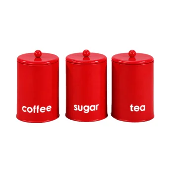 3 Set Kitchen Canister Storage Set Tea Coffee Sugar Jars Red Buy