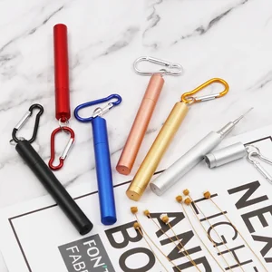 Image of Eco Straw Collapsible Drinking Straw With Case And Cleaning Brush Telescopic Metal Straw