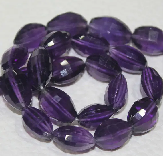 7 Inches - 10MM Natural Best Purple Amethyst Faceted Oval Nuggets - HUGE SIZE