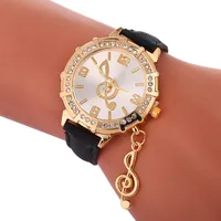 

3824 Best Selling Clock Musical Symbols Bracelet Watch Ladies Leather Casual Watch For Gift