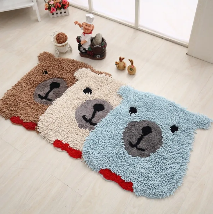 雪尼尔软卡通熊防滑床头地毯地垫