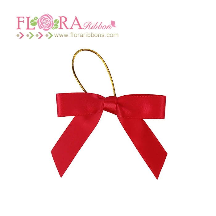 Polyester Satin Ribbon Premade Decorative Bows With Gold Elastic Loop Buy Decorative Bows