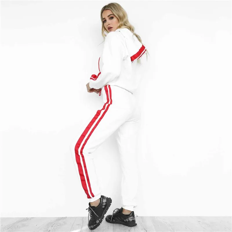 red and white joggers